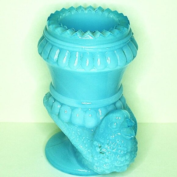 Degenhart Glass Vintage Toothpick Holder Bird Decor Blue Kitchen Dining Decor - Picture 2 of 7